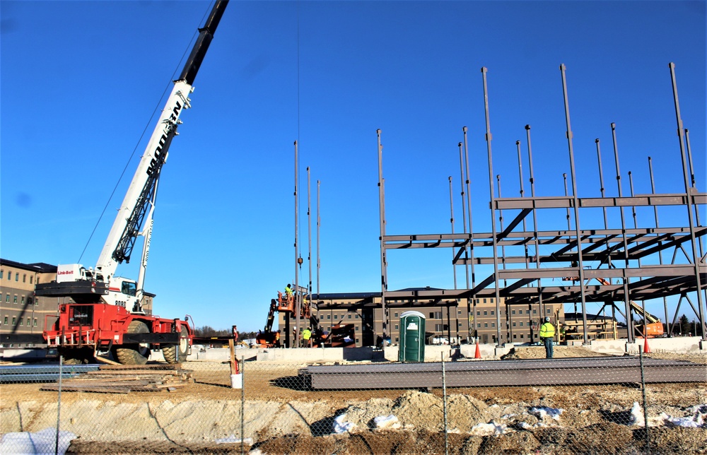 Steel framing underway on $28 million-plus transient training barracks project at Fort McCoy