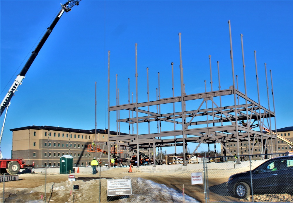 Steel framing underway on $28 million-plus transient training barracks project at Fort McCoy