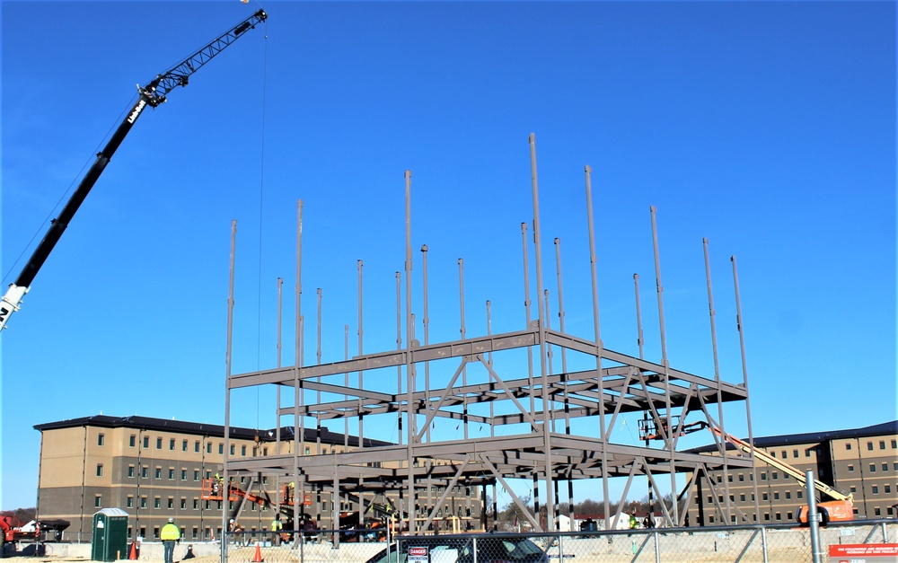 Steel framing underway on $28 million-plus transient training barracks project at Fort McCoy