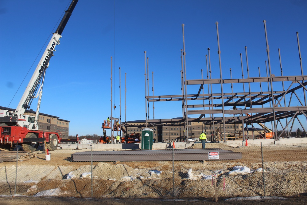 Steel framing underway on $28 million-plus transient training barracks project at Fort McCoy