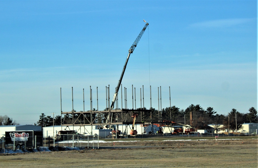 Steel framing underway on $28 million-plus transient training barracks project at Fort McCoy