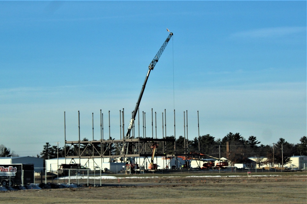 Steel framing underway on $28 million-plus transient training barracks project at Fort McCoy