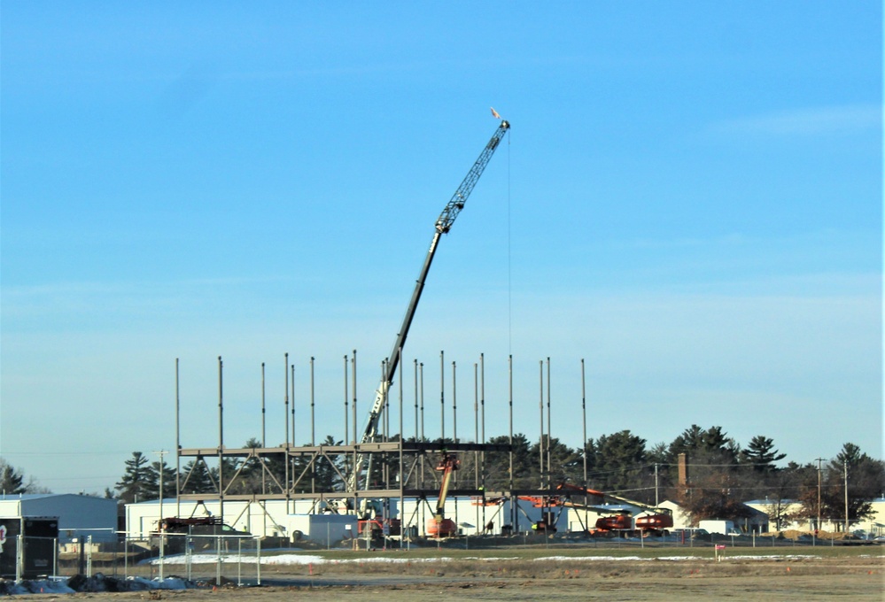 Steel framing underway on $28 million-plus transient training barracks project at Fort McCoy