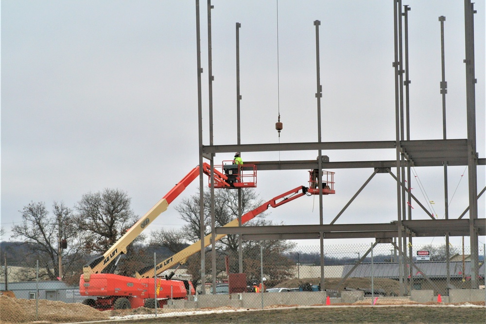 Steel framing underway on $28 million-plus transient training barracks project at Fort McCoy