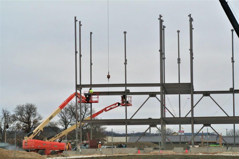Steel framing underway on $28 million-plus transient training barracks project at Fort McCoy