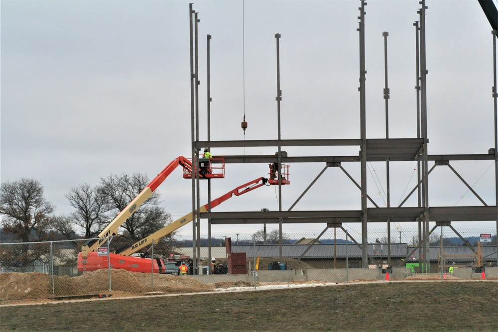 Steel framing underway on $28 million-plus transient training barracks project at Fort McCoy