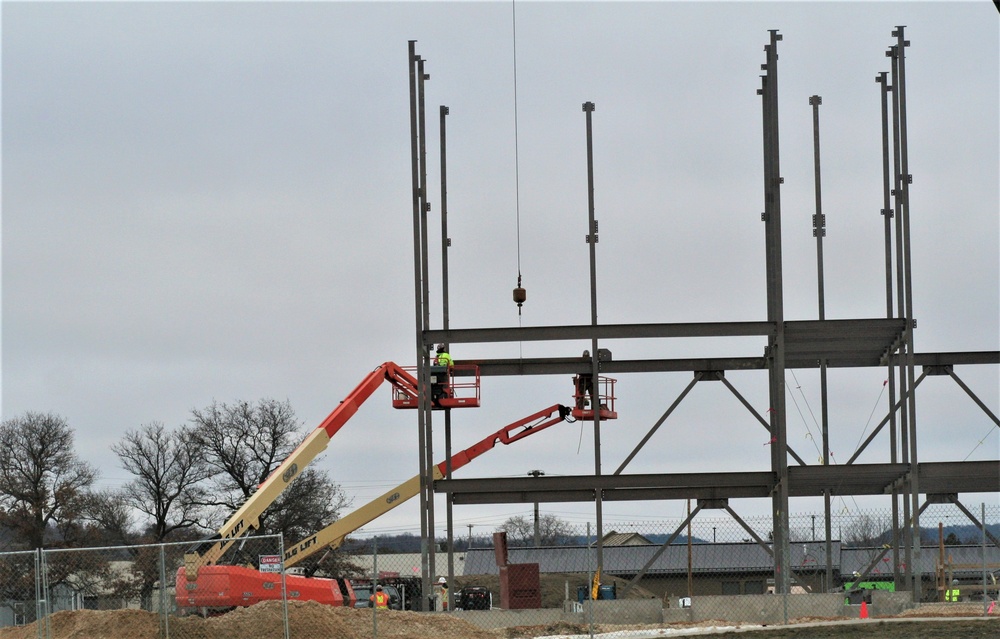 Steel framing underway on $28 million-plus transient training barracks project at Fort McCoy
