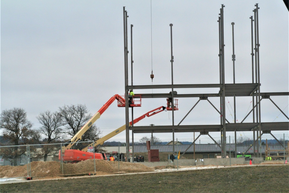 Steel framing underway on $28 million-plus transient training barracks project at Fort McCoy