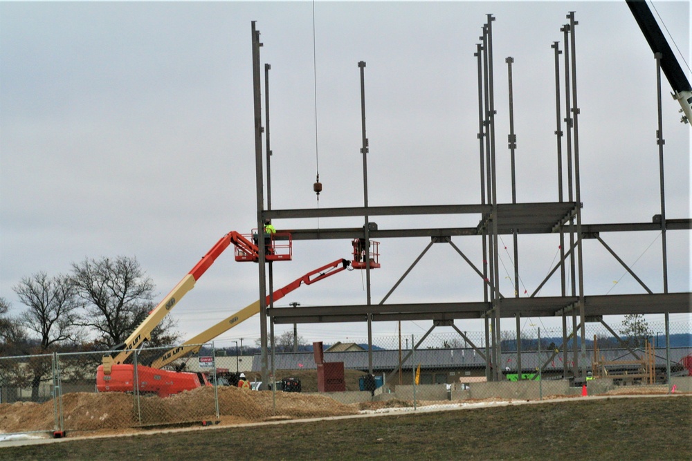 Steel framing underway on $28 million-plus transient training barracks project at Fort McCoy