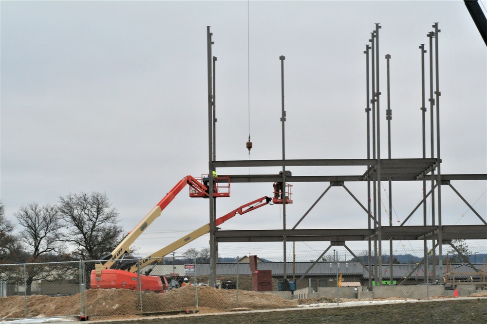 Steel framing underway on $28 million-plus transient training barracks project at Fort McCoy