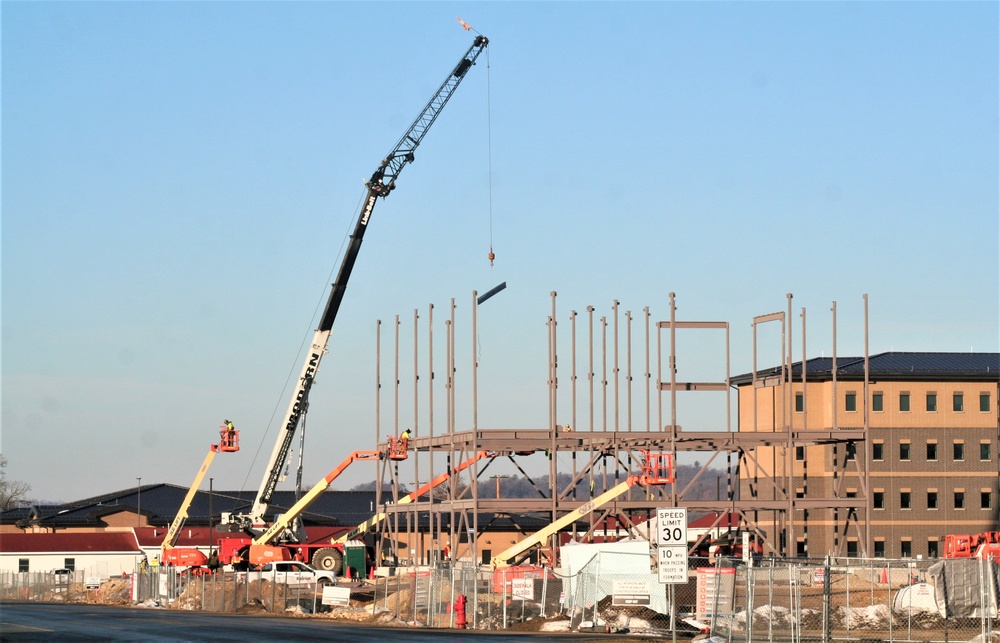 Steel framing underway on $28 million-plus transient training barracks project at Fort McCoy