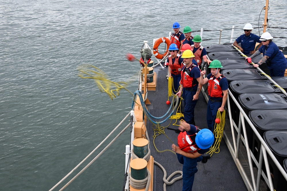 U.S. Coast Guard Cutter Harriet Lane moors in Samoa