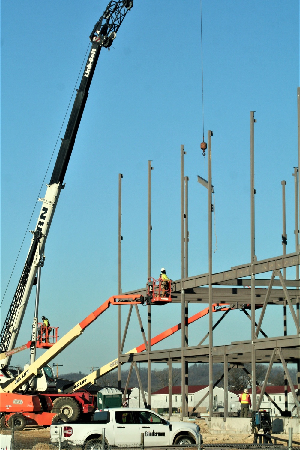 Steel framing underway on $28 million-plus transient training barracks project at Fort McCoy