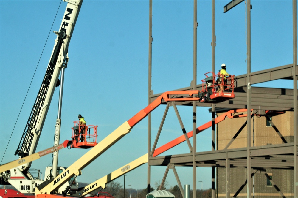 Steel framing underway on $28 million-plus transient training barracks project at Fort McCoy