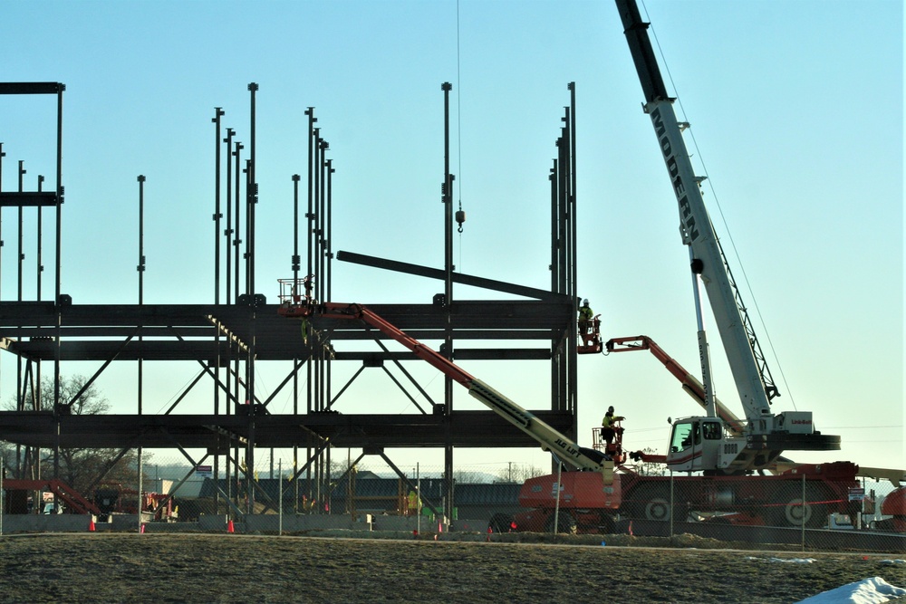 Steel framing underway on $28 million-plus transient training barracks project at Fort McCoy