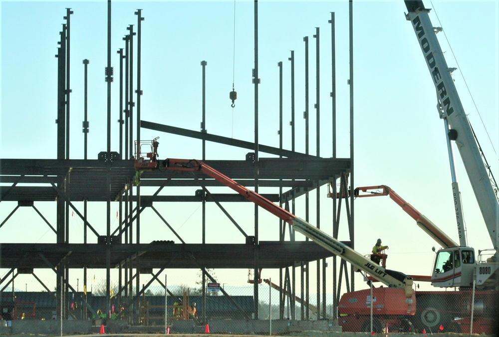 Steel framing underway on $28 million-plus transient training barracks project at Fort McCoy