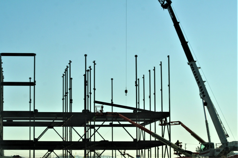 Steel framing underway on $28 million-plus transient training barracks project at Fort McCoy