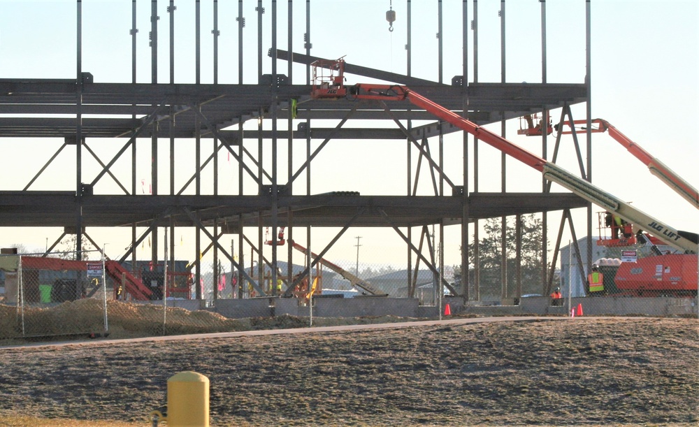 Steel framing underway on $28 million-plus transient training barracks project at Fort McCoy