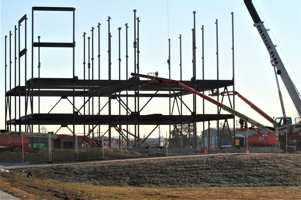 Steel framing underway on $28 million-plus transient training barracks project at Fort McCoy