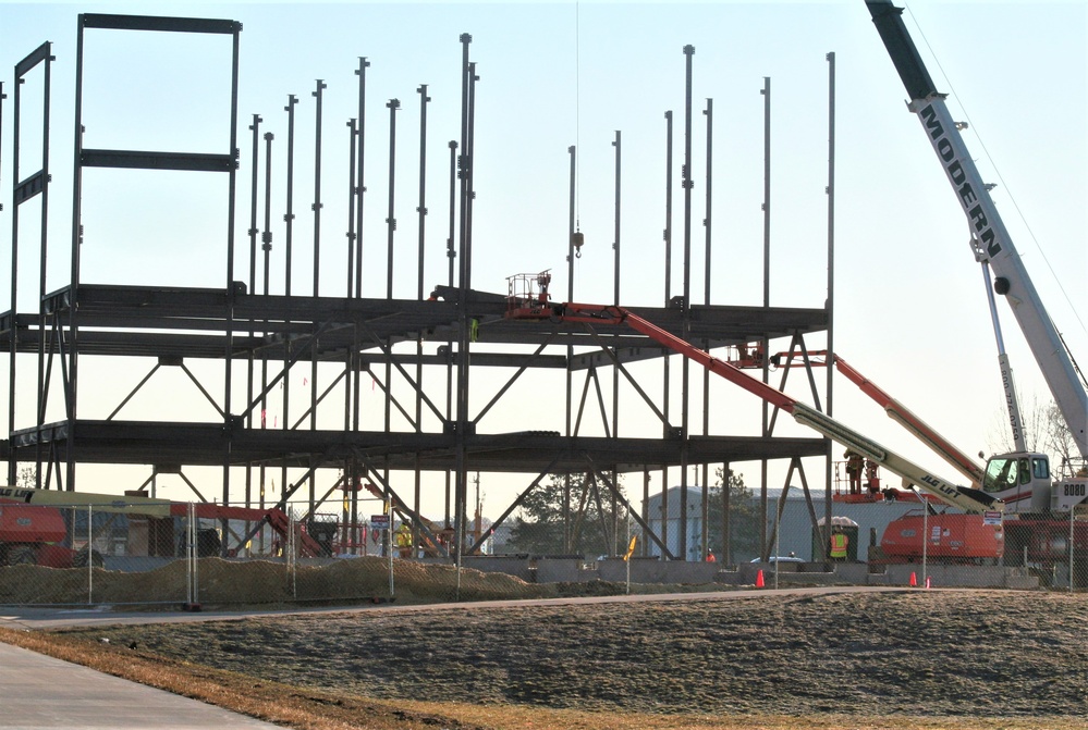 Steel framing underway on $28 million-plus transient training barracks project at Fort McCoy