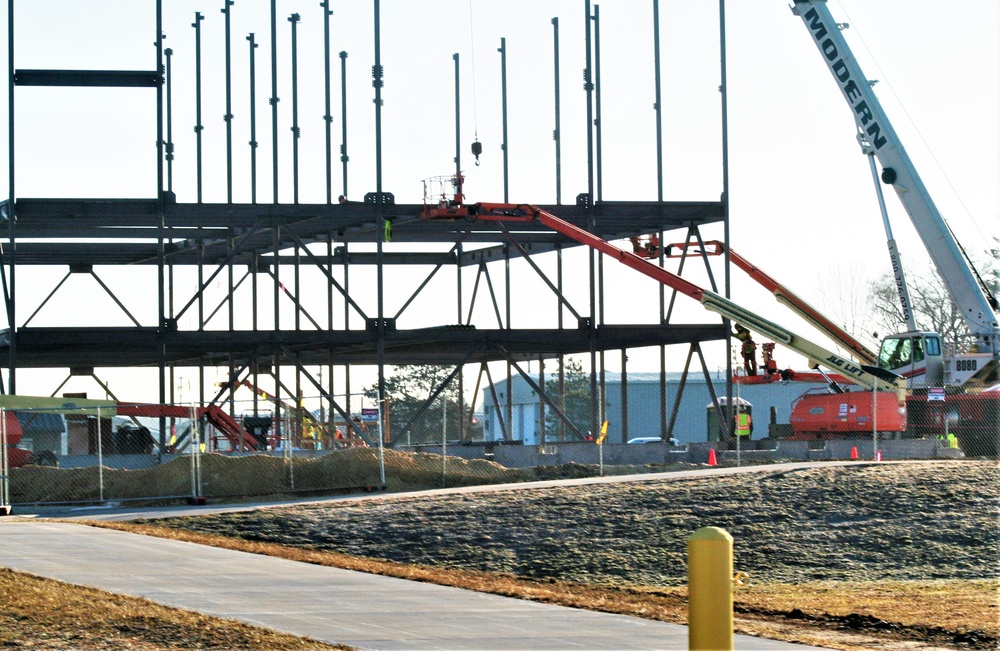 Steel framing underway on $28 million-plus transient training barracks project at Fort McCoy