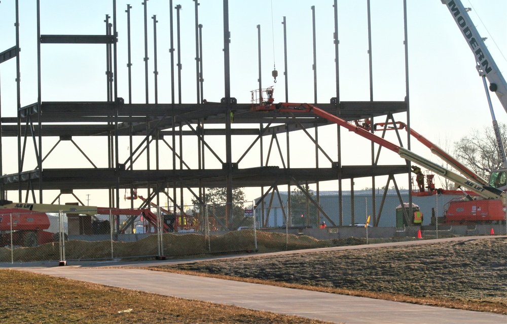 Steel framing underway on $28 million-plus transient training barracks project at Fort McCoy