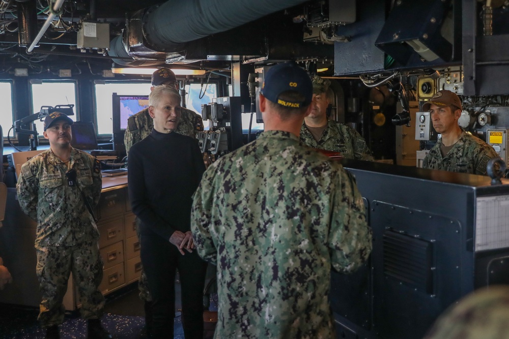 The Honorable Celeste Wallander, Assistant SECDEF for International Security Affairs Visit aboard USS Bulkeley (DDG 84)