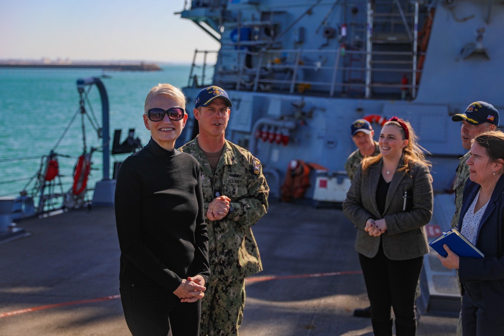 The Honorable Celeste Wallander, Assistant SECDEF for International Security Affairs Visit aboard USS Bulkeley (DDG 84)