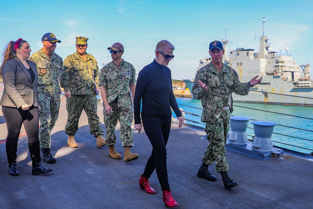 The Honorable Celeste Wallander, Assistant SECDEF for International Security Affairs Visit aboard USS Bulkeley (DDG 84)