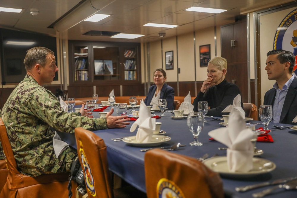 The Honorable Celeste Wallander, Assistant SECDEF for International Security Affairs Visit aboard USS Bulkeley (DDG 84)