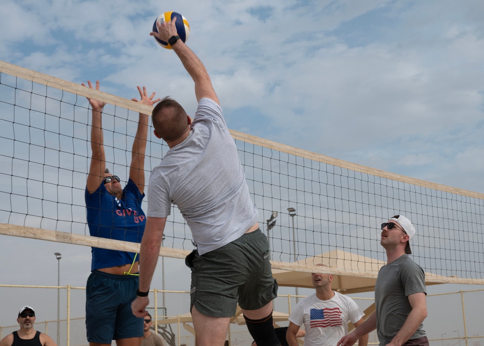 Airmen participate in volleyball