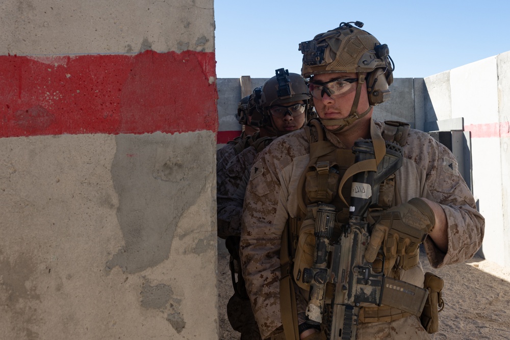 Marines with 1/4 conduct training on breaching and clearing urban terrain while participating in SLTE 2-24
