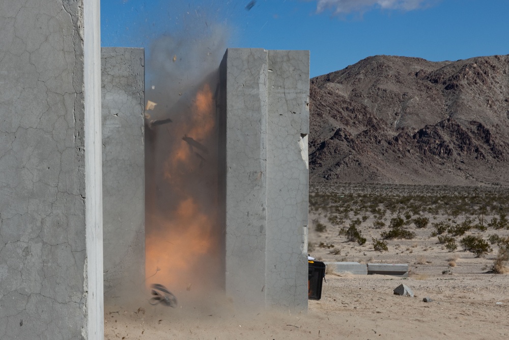 Marines with 1/4 conduct training on breaching and clearing urban terrain while participating in SLTE 2-24