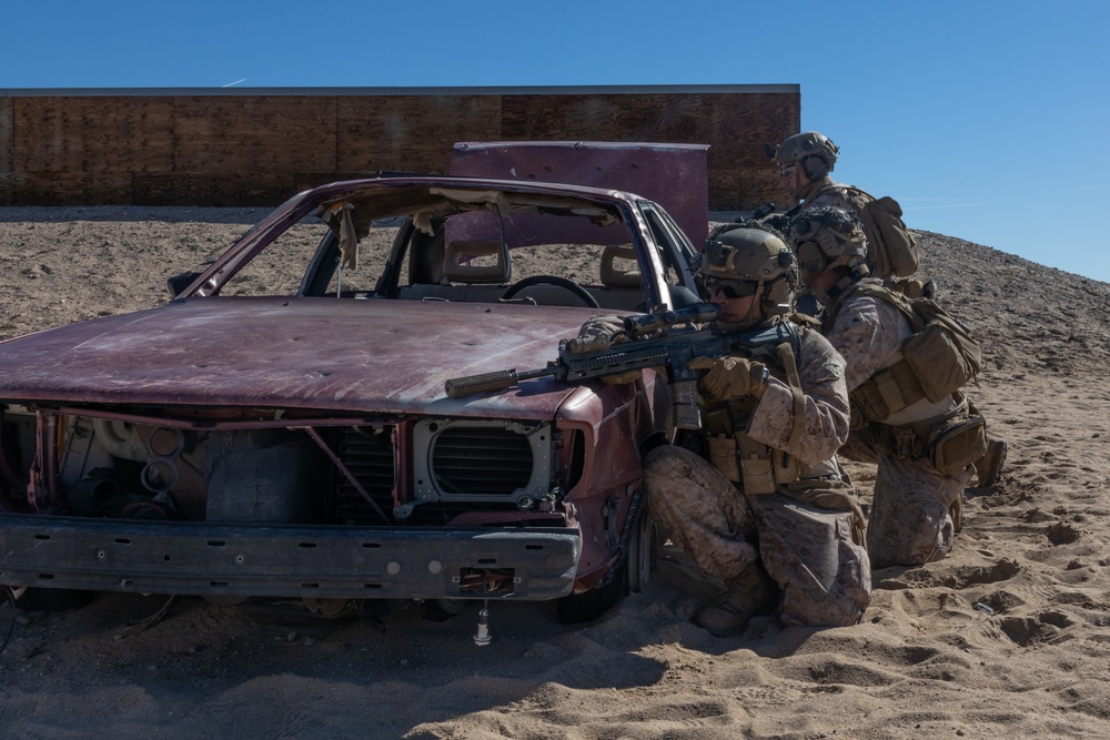 Marines with 1/4 conduct training on breaching and clearing urban terrain while participating in SLTE 2-24