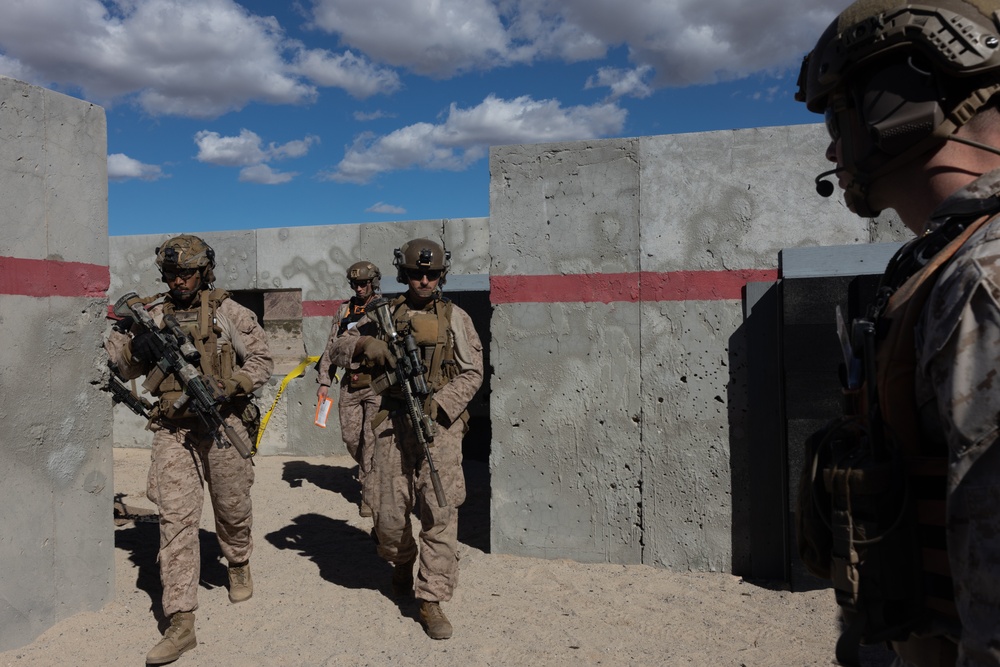 Marines with 1/4 conduct training on breaching and clearing urban terrain while participating in SLTE 2-24