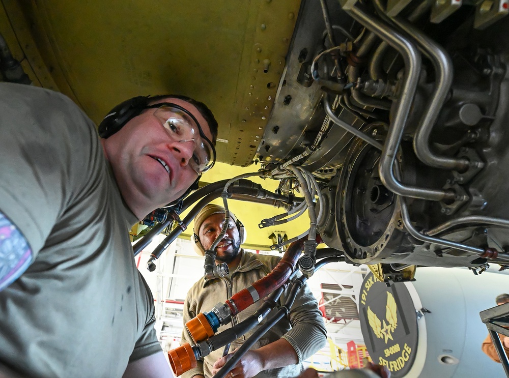 Airmen Install New Jet Engine at Selfridge Air National Guard Base