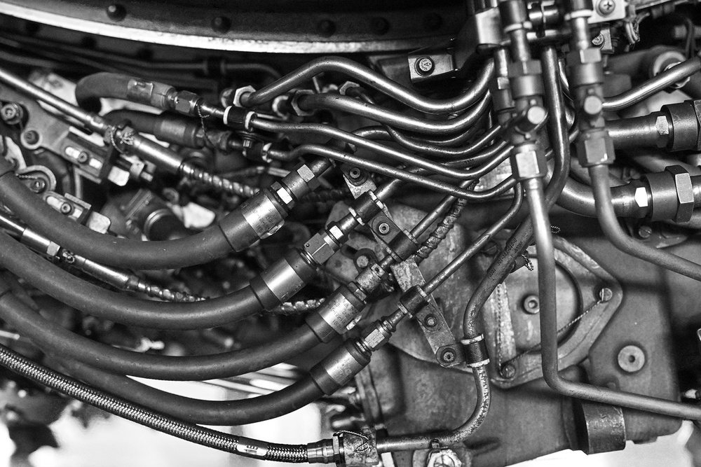 Connections Inside Engine of KC-135T Stratotanker Aircraft at Selfridge Air National Guard Base