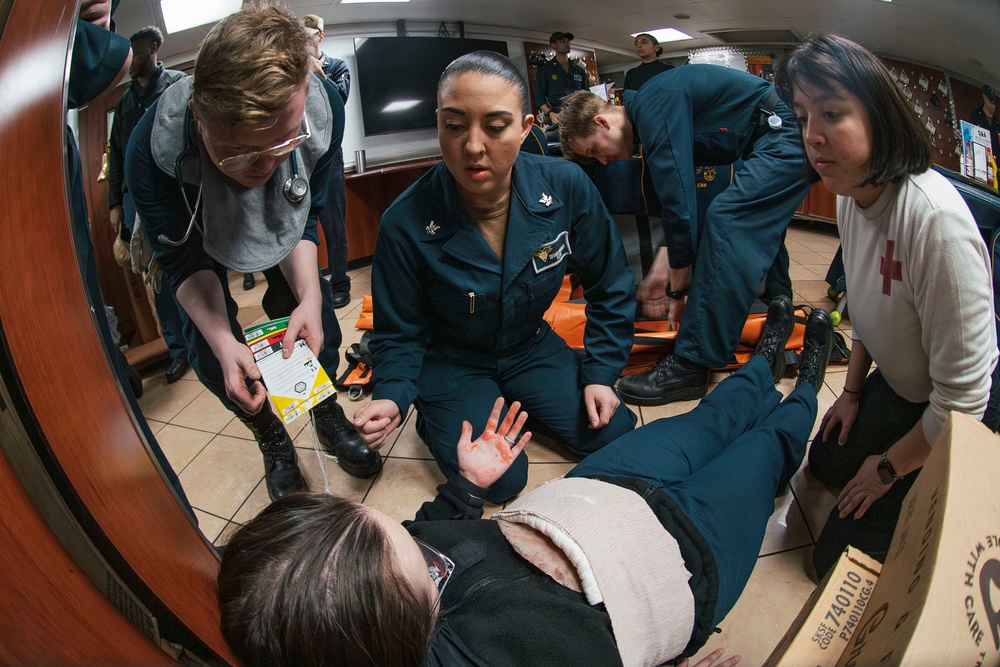 USS Carl Vinson (CVN 70) Sailors Conduct Mass Casualty Drill