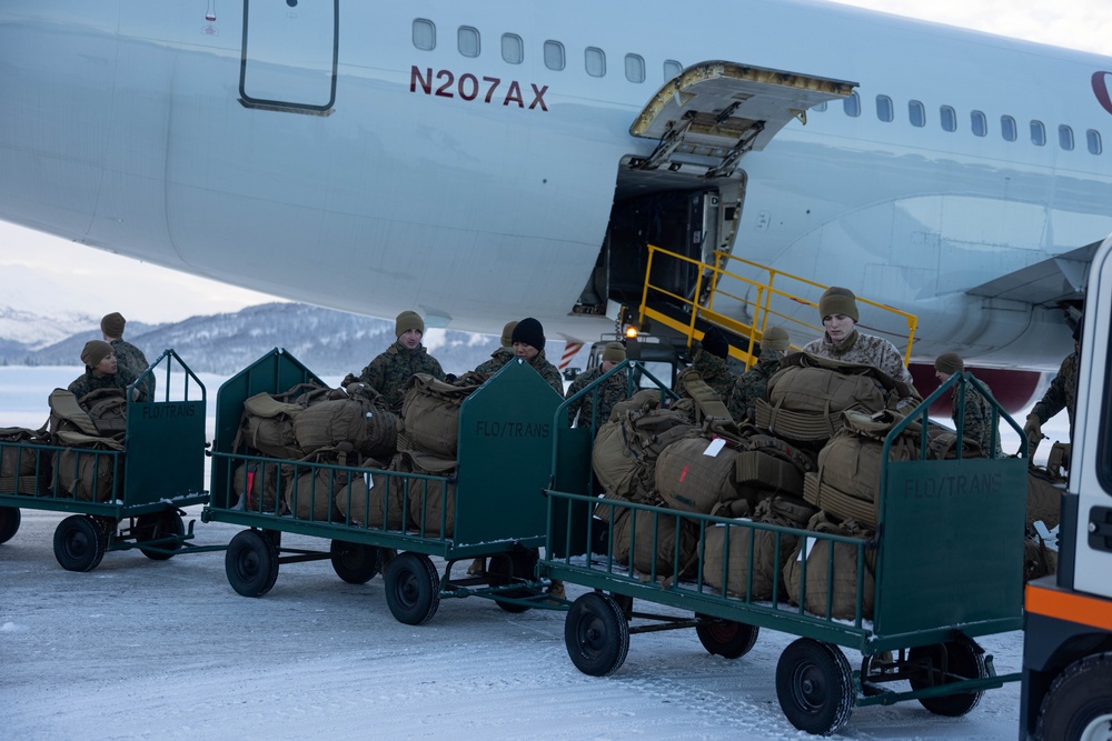 U.S. Marines with 2nd Marine Aircraft Wing arrive in Norway for Exercise Nordic Response 24