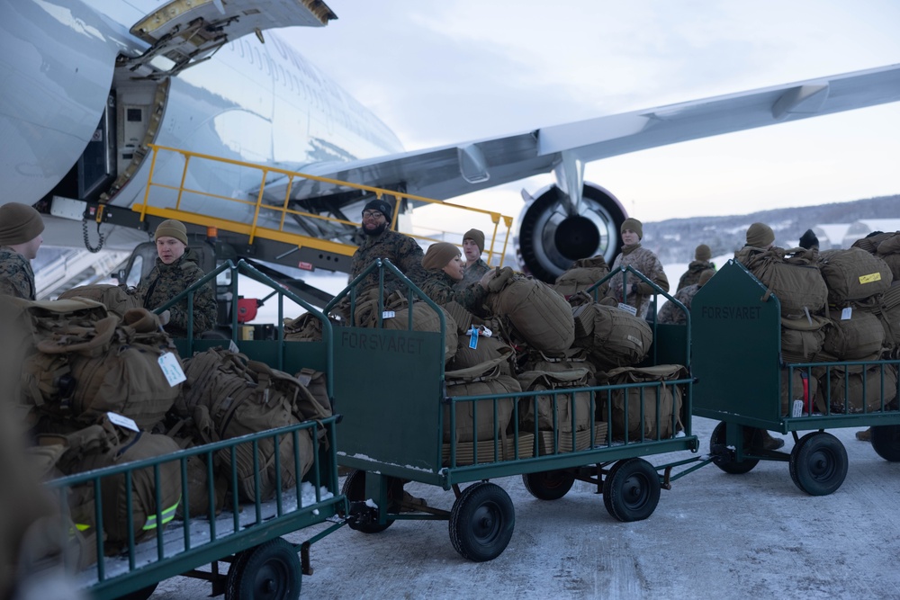 U.S. Marines with 2nd Marine Aircraft Wing arrive in Norway for Exercise Nordic Response 24