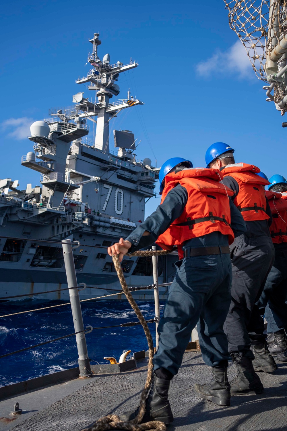 USS Princeton Conducts A Replenishment-at-Sea with USS Carl Vinson