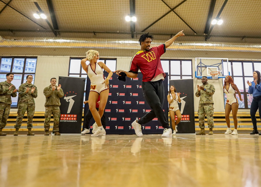 Washington Commanders NFL Dance Team visit soldiers in Poland during Pro Blitz Tour