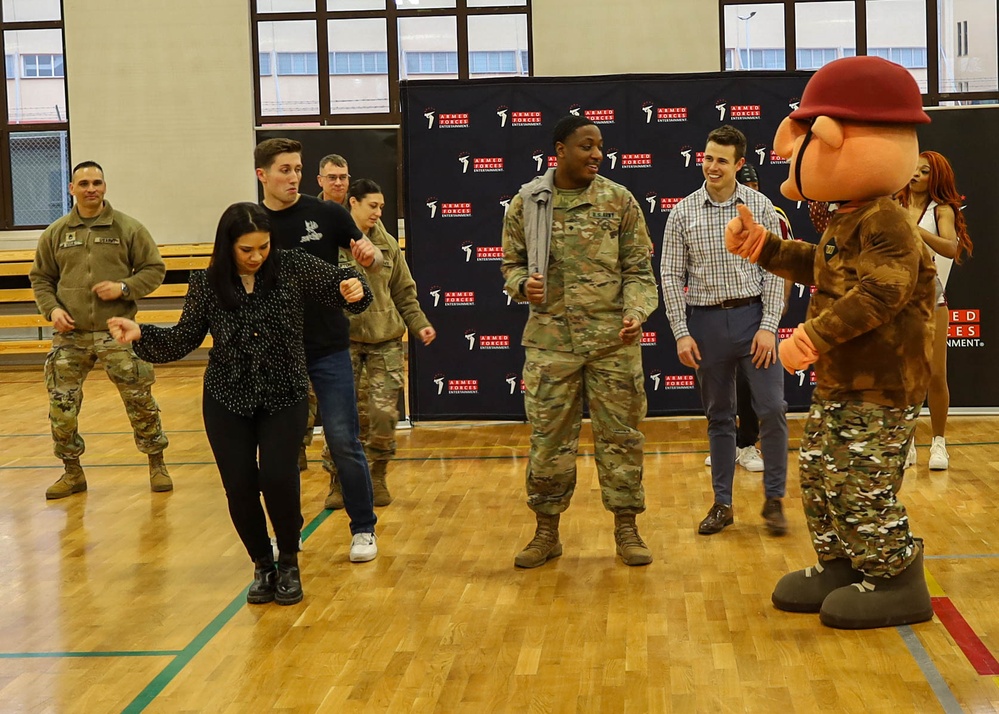 Washington Commanders NFL Dance Team visit soldiers in Poland during Pro Blitz Tour