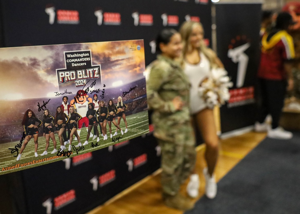 Washington Commanders NFL Dance Team visit soldiers in Poland during Pro Blitz Tour