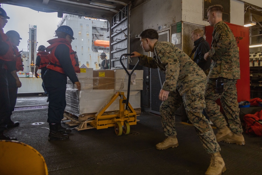 USS America conducts RAS