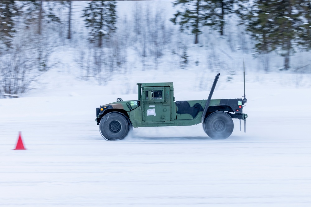 U.S. Marines with 2nd Marine Aircraft Wing complete slippery-road training in Norway