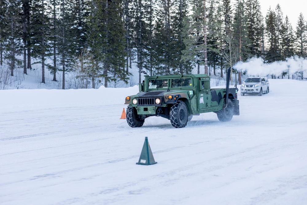 U.S. Marines with 2nd Marine Aircraft Wing complete slippery-road training in Norway