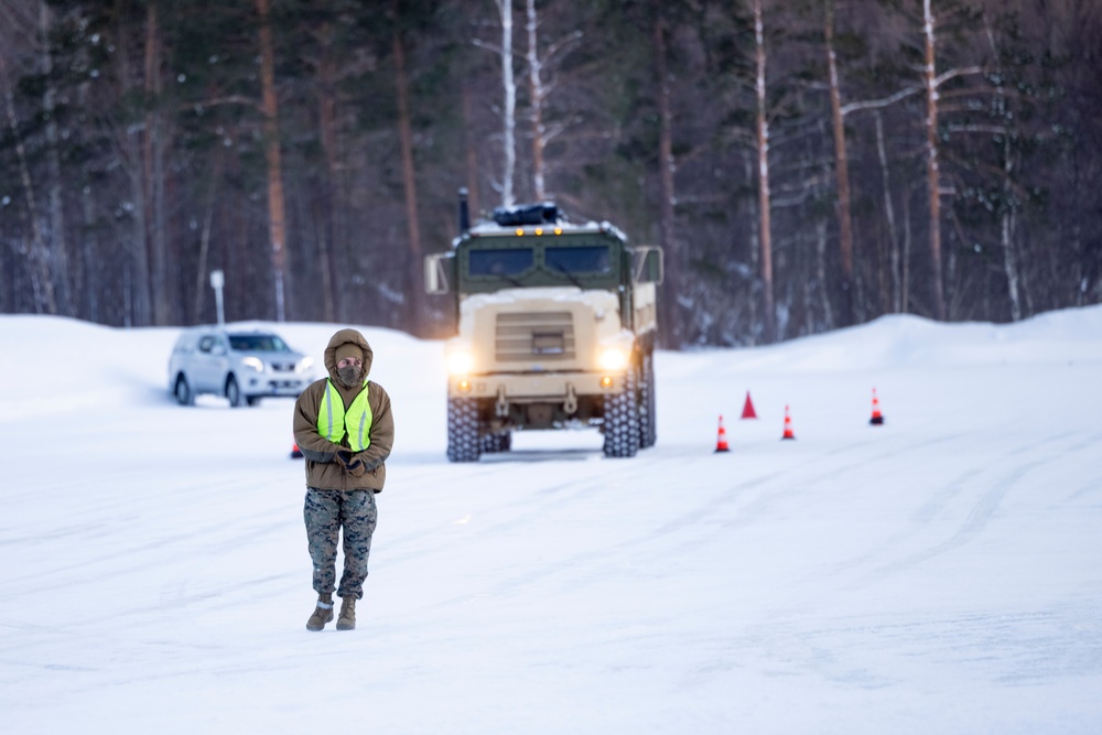 U.S. Marines with 2nd Marine Aircraft Wing complete slippery-road training in Norway