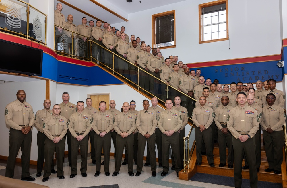 Sergeant Major of the Marine Corps Sgt. Maj. Carlos A. Ruiz visits Marines with First Sergeant School Class 1-24