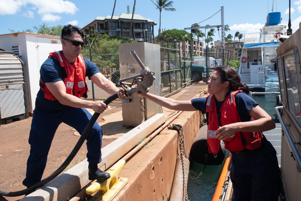 U.S. Coast Guard Station Honolulu reserve boat crew underway off Maui